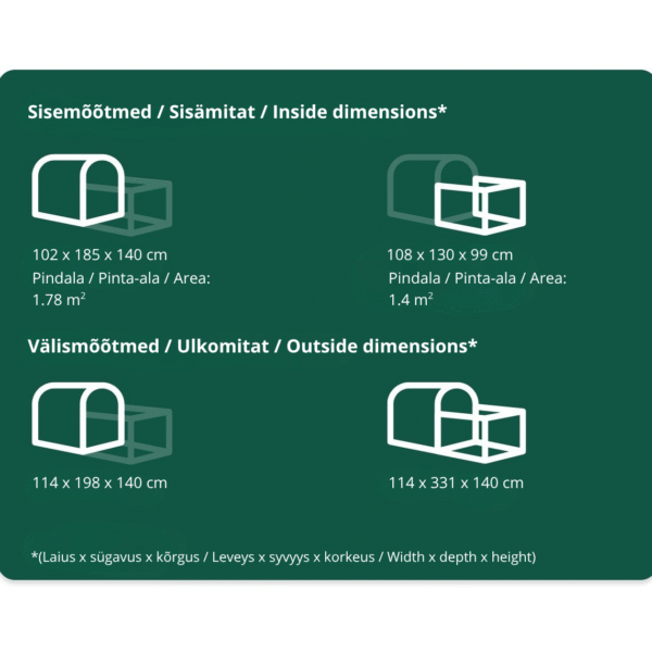 Comfort7 Vasikamaja CalfOTel Comfort 4-osalise aiaga
