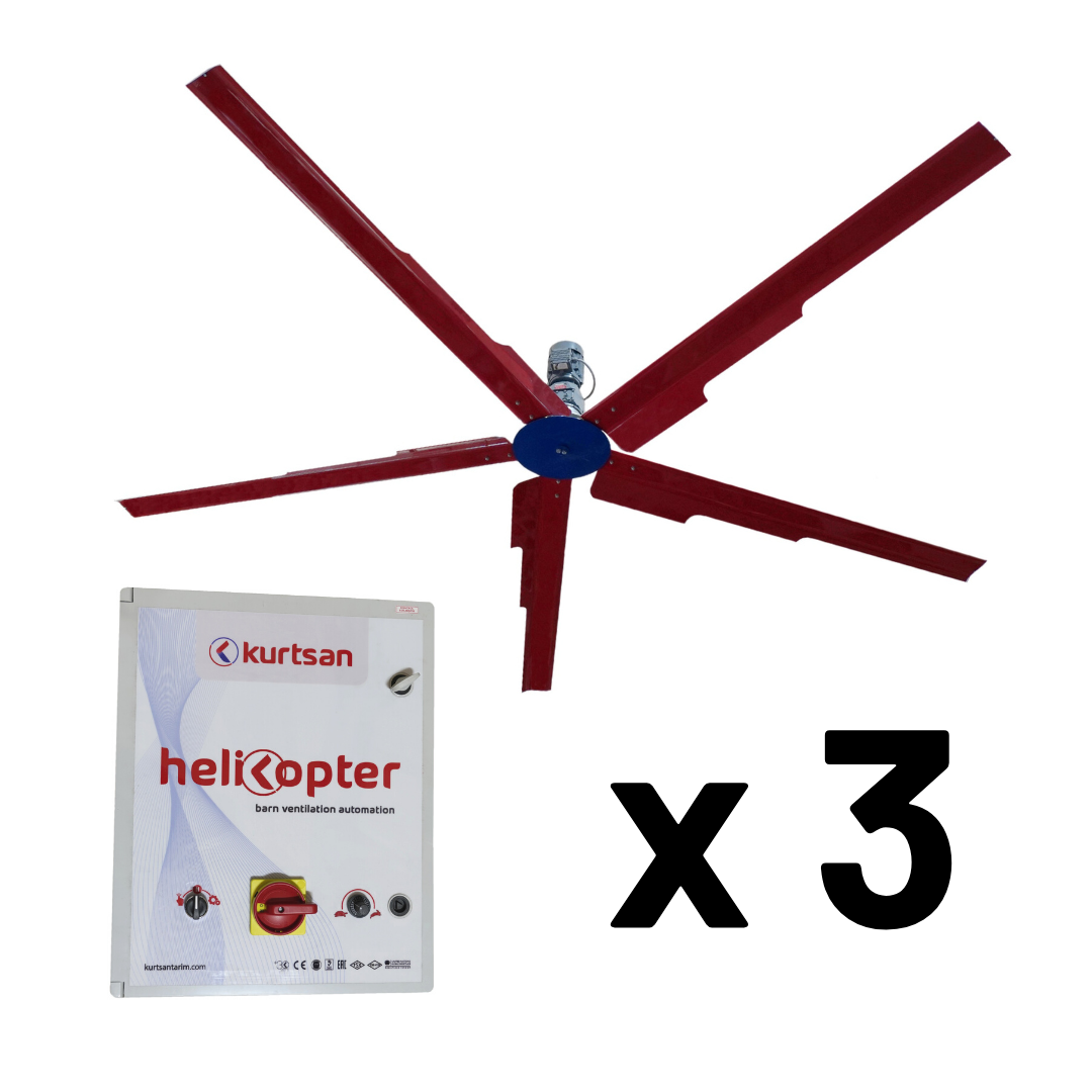 Helikopterventilaator 3 tk, Ø 4 m, 0,75 kW+ juhtkilp