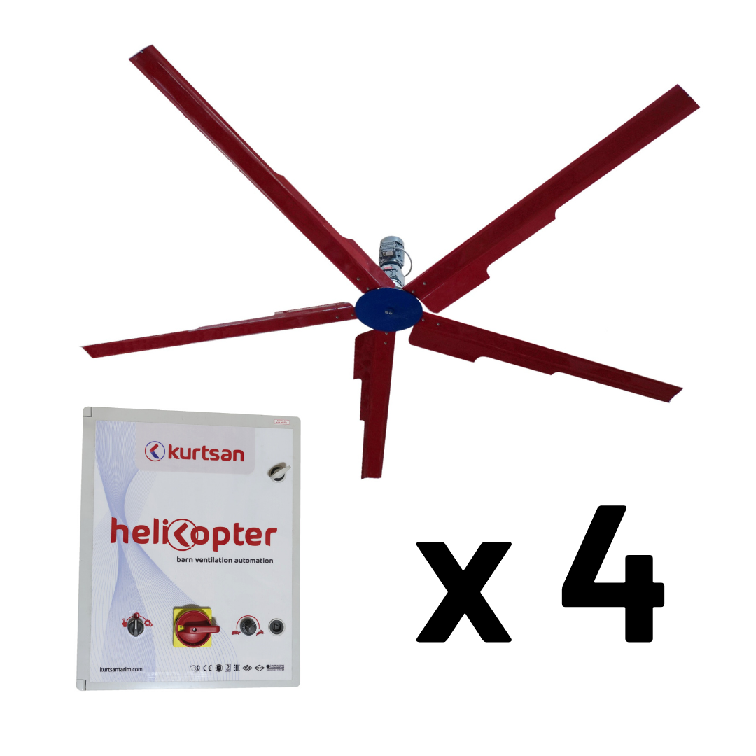 Helikopterventilaator 4 tk, Ø 5 m, 1,1 kW + juhtkilp