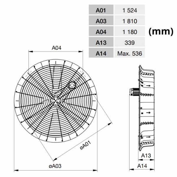 Ventilaator Multifan AirBreeze 1500mm, 48 150 m³/h